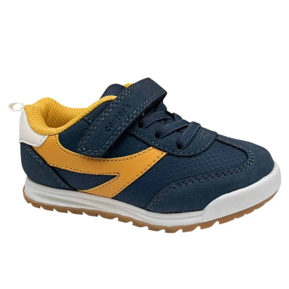 Carters Remi Toddler Boys Casual Slip-on Sneakers Size 7 Navy Mustard Gold Color